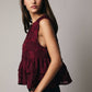 Burgundy Round Neck Sleeveless Button Down - Purpose + Passion Boutique