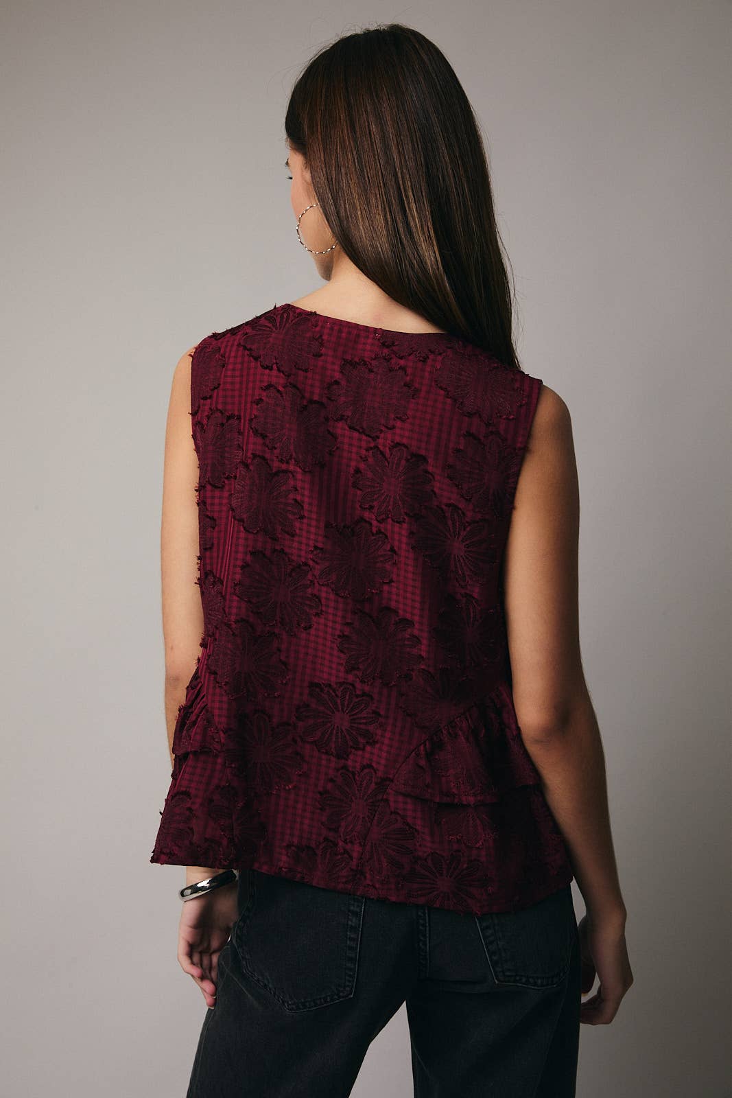 Burgundy Round Neck Sleeveless Button Down - Purpose + Passion Boutique