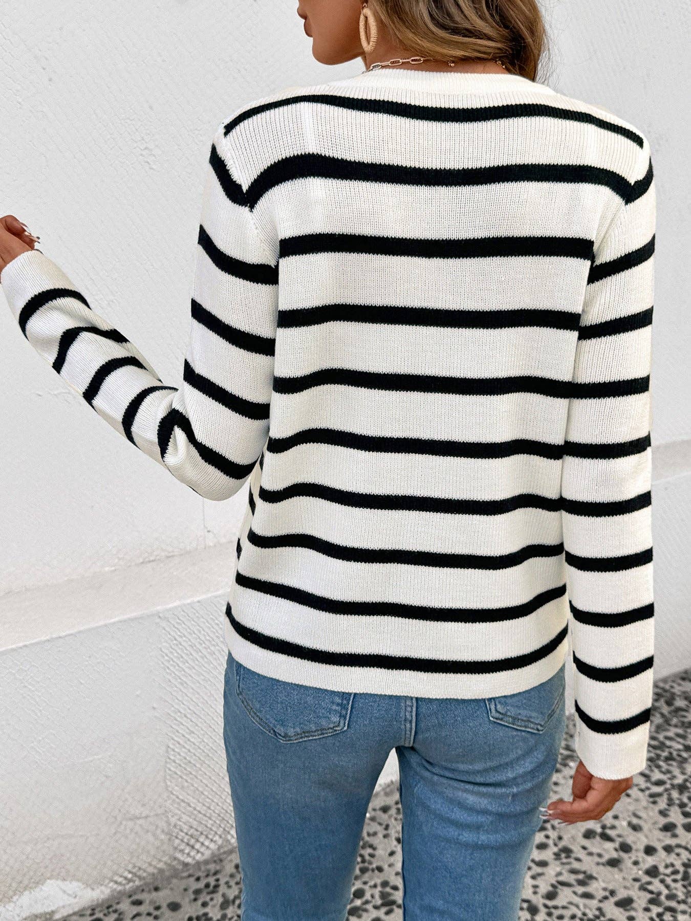 Button Up Stripe Sweater Cardigan - Purpose + Passion Boutique