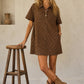 Polka Dot Brown Denim Shirt Dress