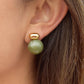 18K Gold Non-Tarnish Green Marble Ball Earrings