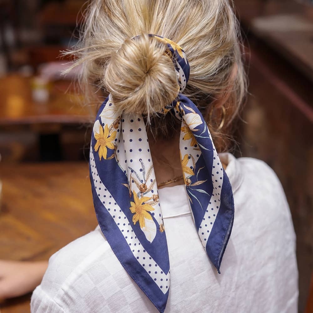 Floral Polka Dot Square Scarf