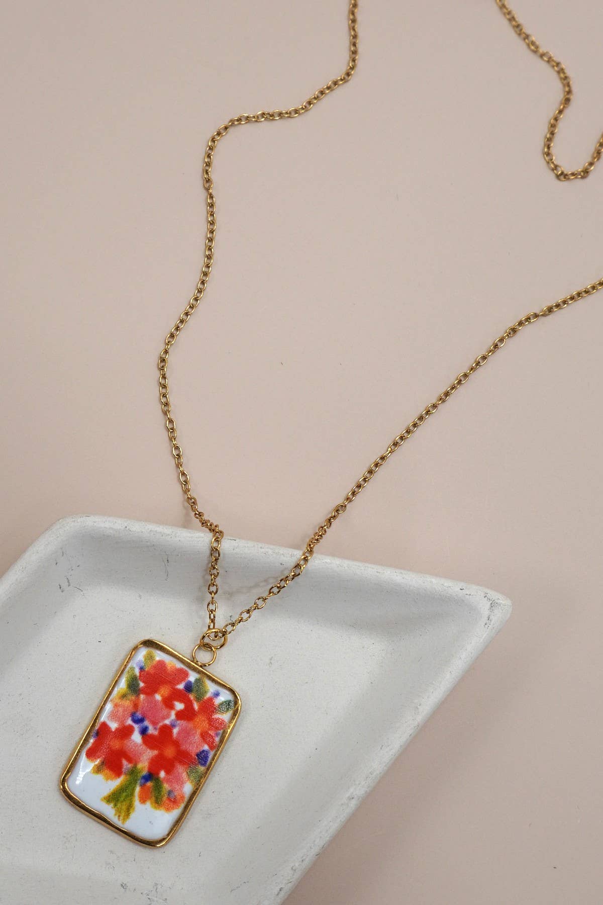 18K Rectangle Stainless Steel Necklace