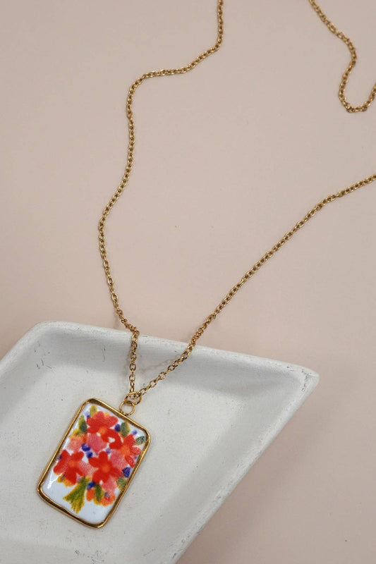 18K Rectangle Stainless Steel Necklace