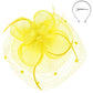 Yellow Floral Feathered Round Fascinator Headband/Clip