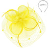 Yellow Floral Feathered Round Fascinator Headband/Clip