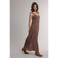 Espresso/Rose Floral Ruffle Strap Midi Dress