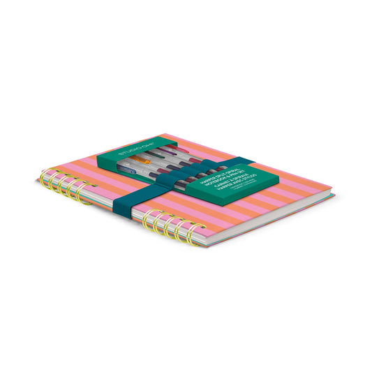 Stripes Harper Split-Spiral Notebook & Pen Set