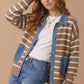 Denim Button Down Stripe Sweater Cardigan