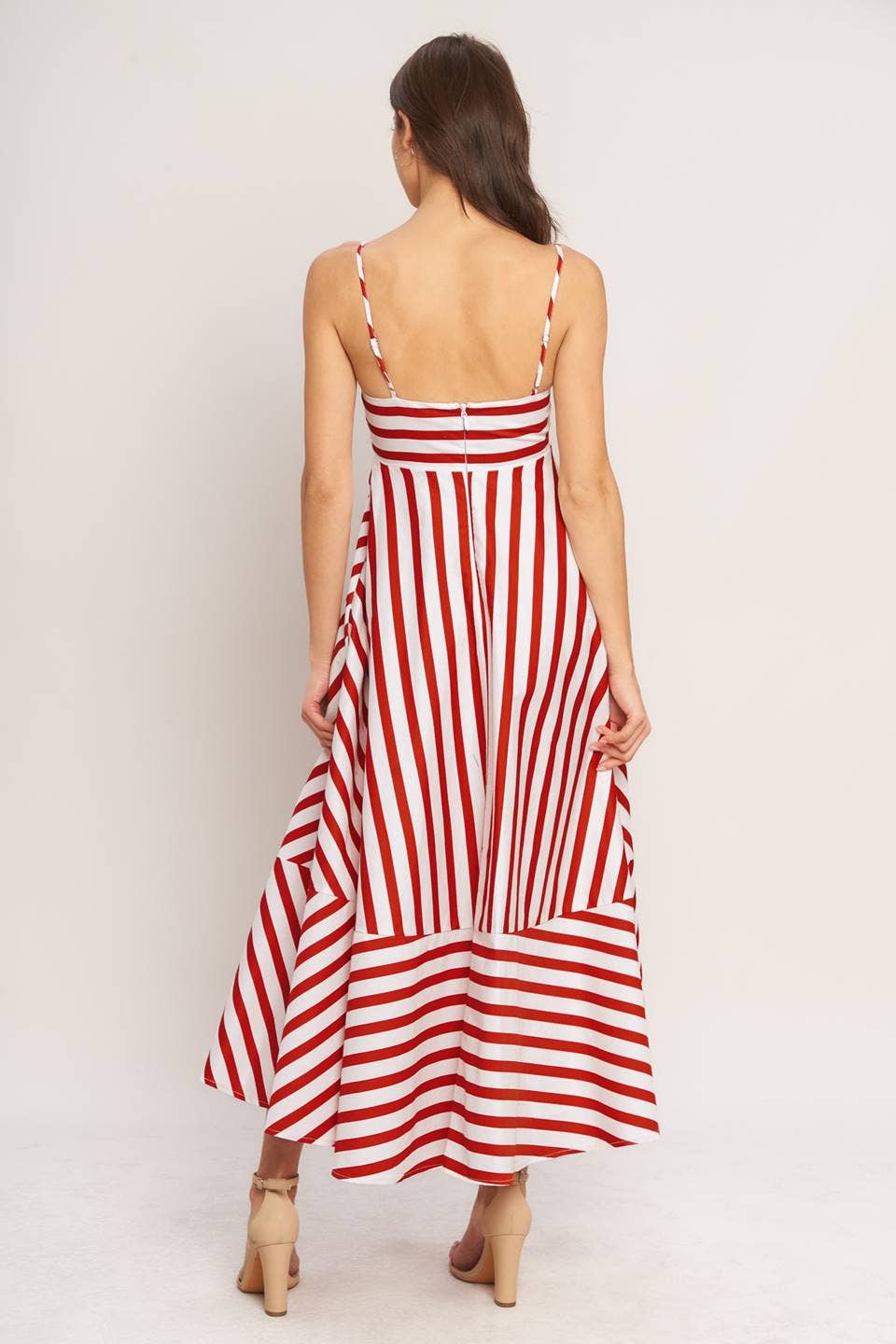 Ivory + Red Striped Dress