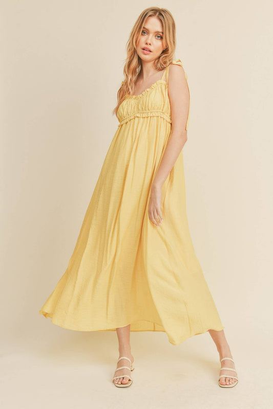 Ruffled Yellow Midi Dress