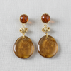 Geometric Amber Marbled Stud Earrings