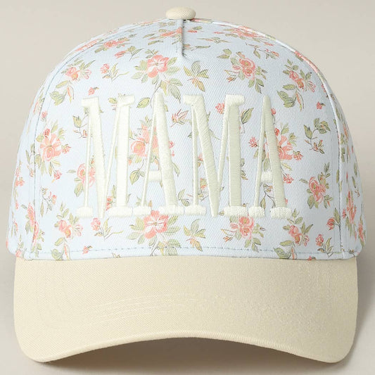 MAMA Embroidered Flower Pattern Trucker Hat