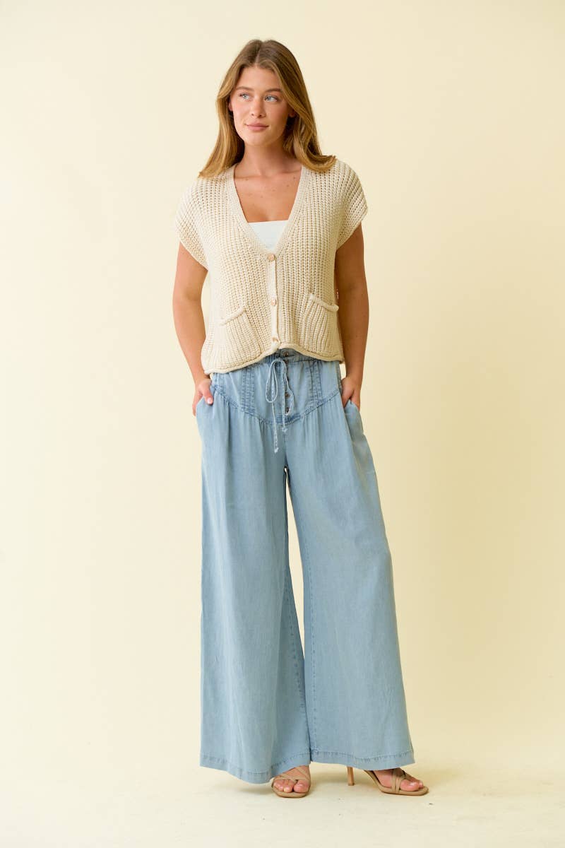 Ivory Chunky Stitch Sweater w/Patch Pocket Vest