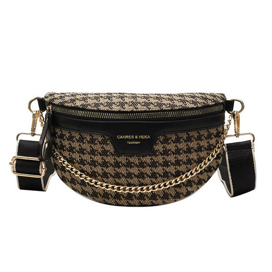 Fall Print Chain Strip Bum Bag