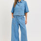 Denim Pull On Wide-Leg Pants