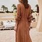 Camel Flax - Linen Midi Shirt Dress With Pockets - Purpose + Passion Boutique