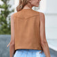 Camel Fringed Snap Button Front Suedette Vest - Purpose + Passion Boutique