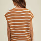 Camel + Ivory Striped Sweater Vest - Purpose + Passion Boutique