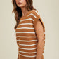 Camel + Ivory Striped Sweater Vest - Purpose + Passion Boutique