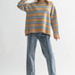 Camel Striped Drop Shoulder Knit Sweater - Purpose + Passion Boutique