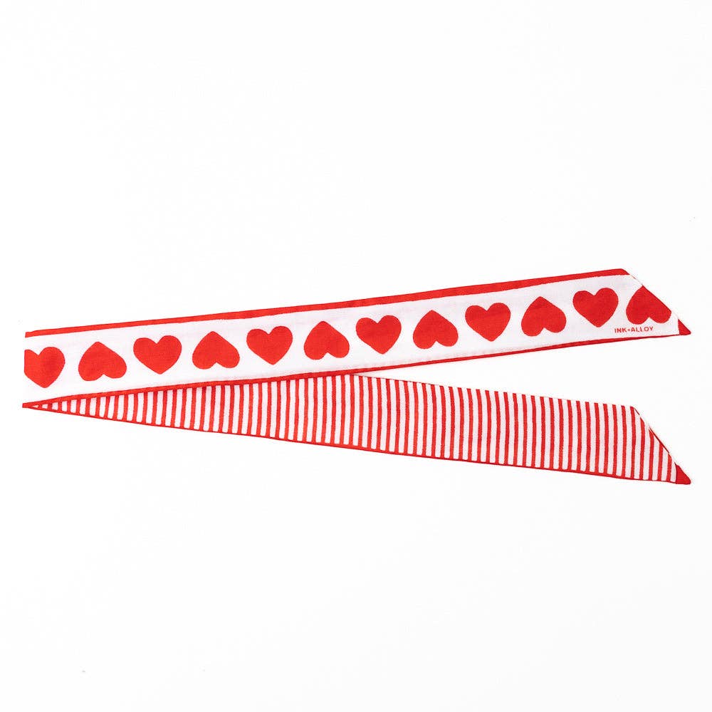 Camile Skinny Heart Print Scarf - Purpose + Passion Boutique