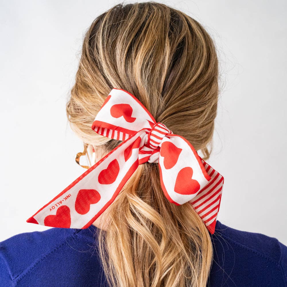 Camile Skinny Heart Print Scarf - Purpose + Passion Boutique