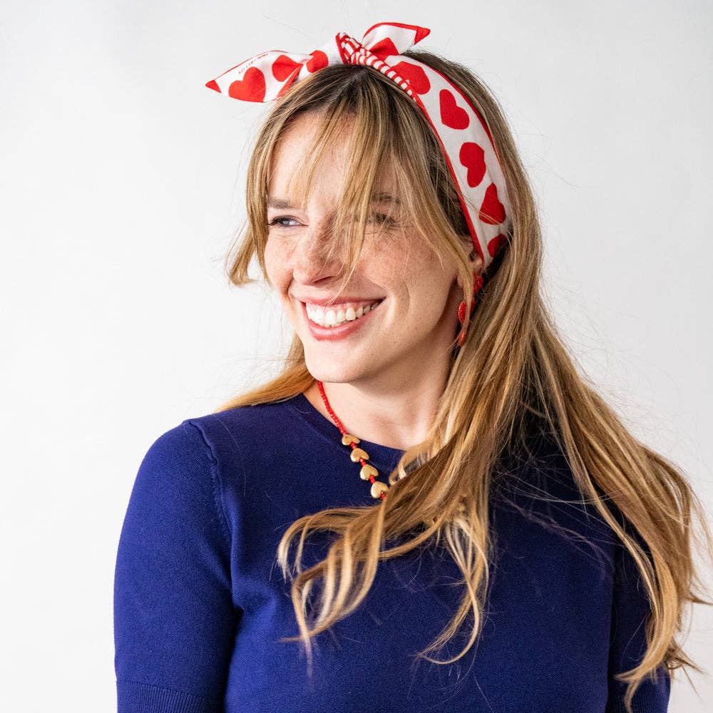 Camile Skinny Heart Print Scarf - Purpose + Passion Boutique