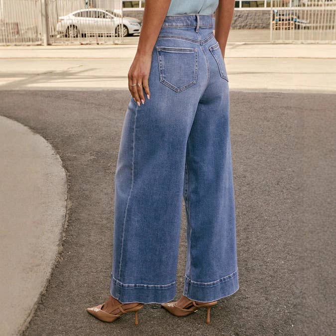 Casual Wide Leg Stretch Washed Denim Pants - Purpose + Passion Boutique