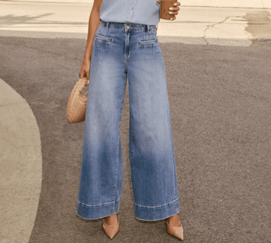 Casual Wide Leg Stretch Washed Denim Pants - Purpose + Passion Boutique