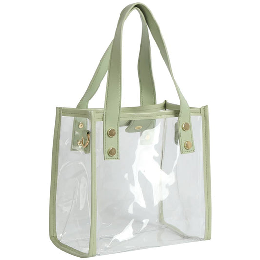 Mint Clear Handle Bag with Strap