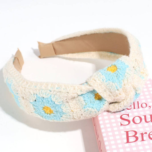 Sweet Knitted Floral Colorful Knotted Headband