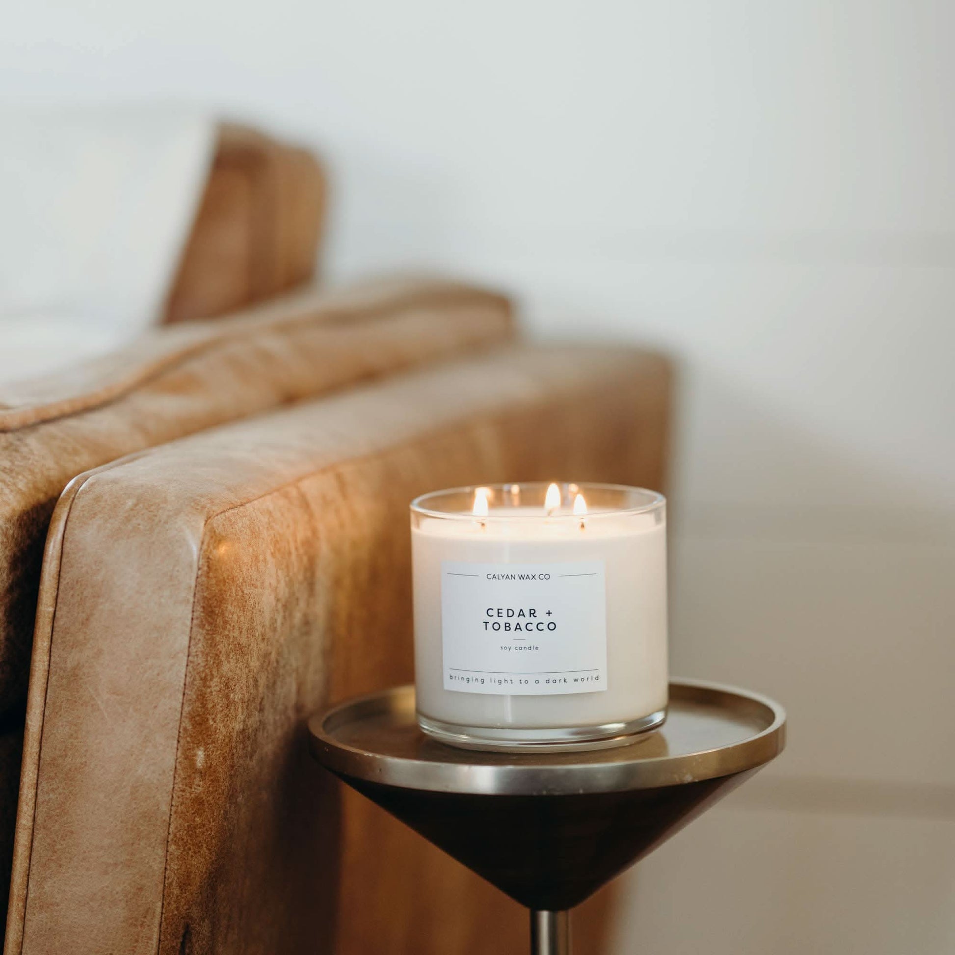 Cedar + Tobacco 3 Wick Soy Candle - Purpose + Passion Boutique