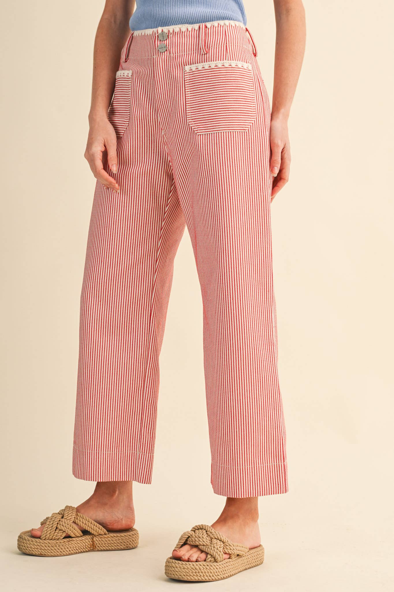 Red Stripe Wide Leg Pants