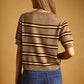 Latte Stripe Short Sleeve Knit Top