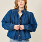 Dark Denim Bubble High Neck Denim Jacket