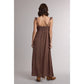 Espresso/Rose Floral Ruffle Strap Midi Dress