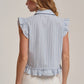Blue Stripe Button Front Blouse