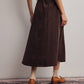 Mocha Corduroy Button Front Midi Skirt