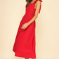 Red Ribbon Midi Sleeve Dress
