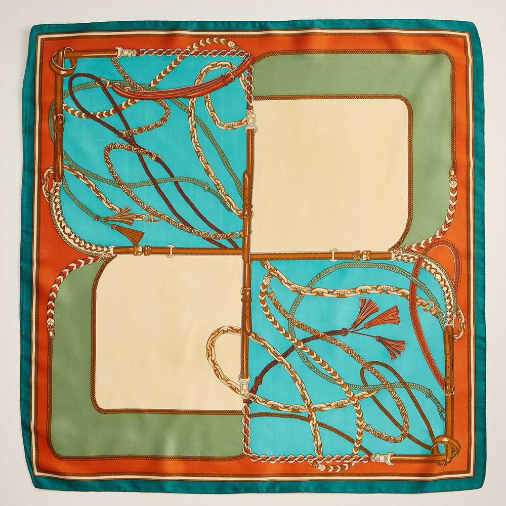 Chain Rope Printed Square Silky Satin Scarf - Purpose + Passion Boutique