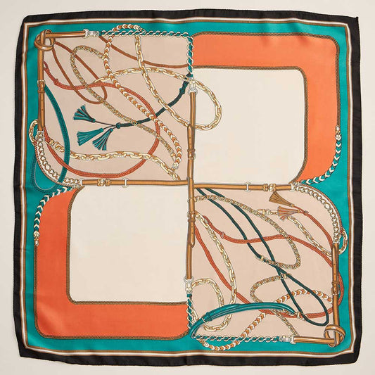 Chain Rope Printed Square Silky Satin Scarf - Purpose + Passion Boutique