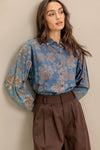 Chambray Floral Lightweight Denim Shirt - Purpose + Passion Boutique