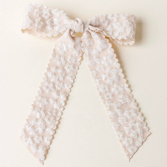 Champagne Flower Scallop Hair Bow - Purpose + Passion Boutique