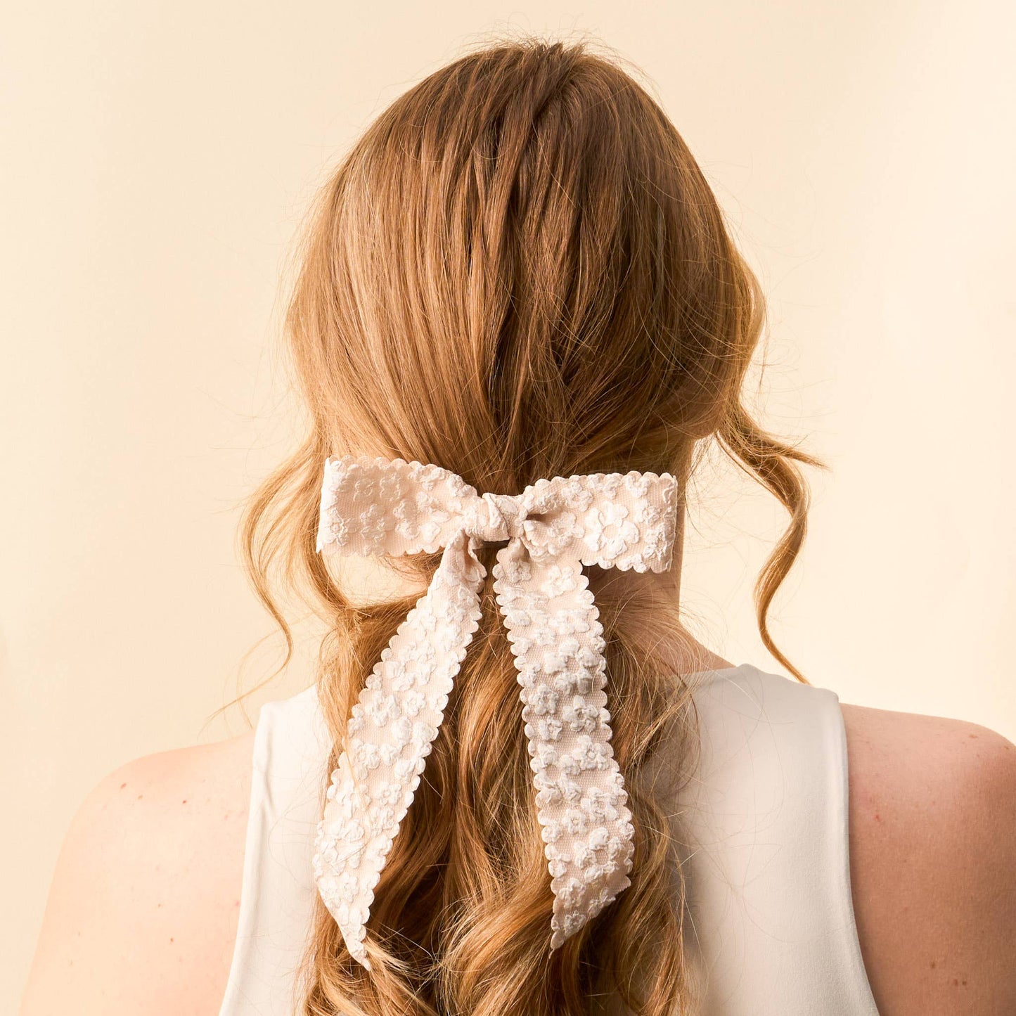 Champagne Flower Scallop Hair Bow - Purpose + Passion Boutique