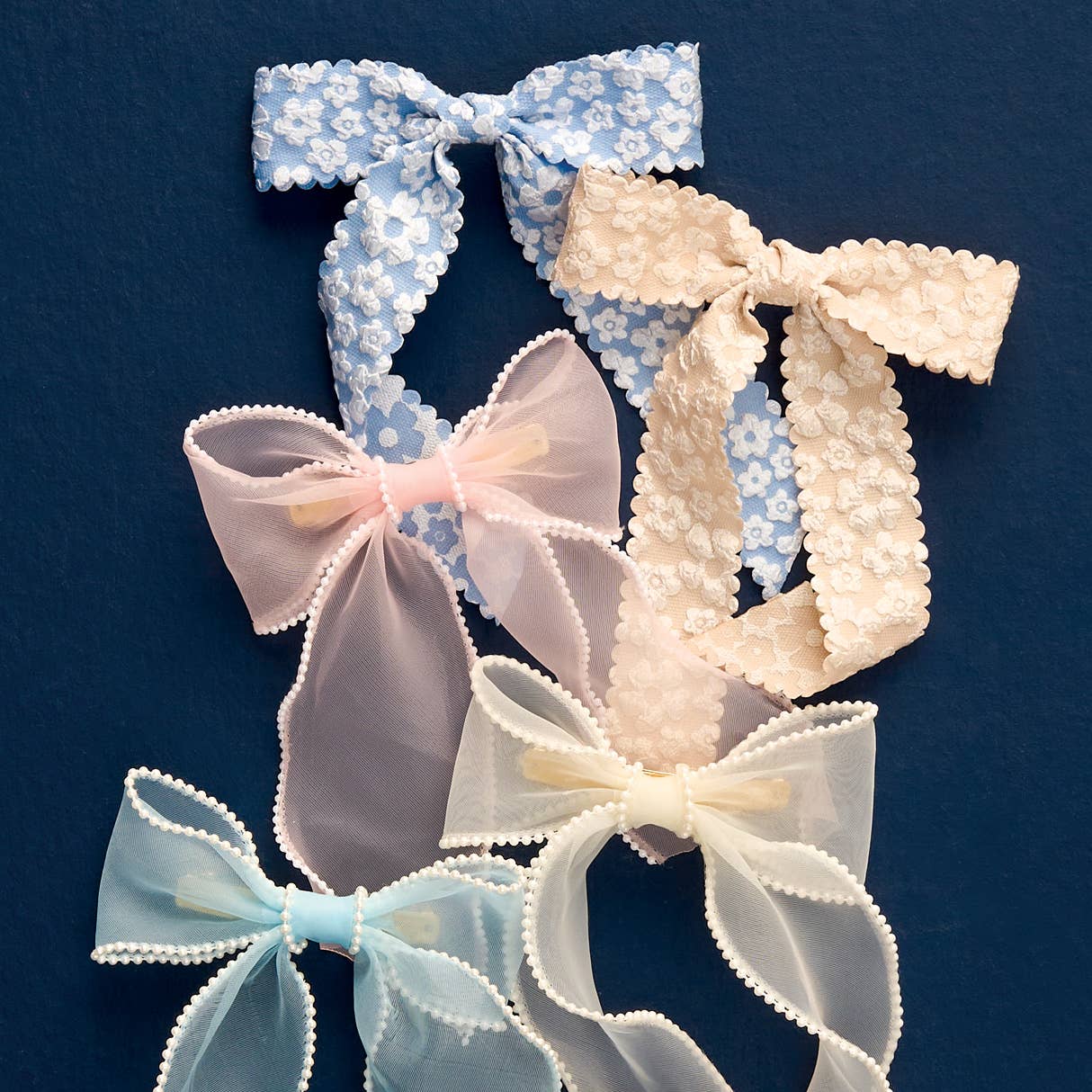 Champagne Flower Scallop Hair Bow - Purpose + Passion Boutique