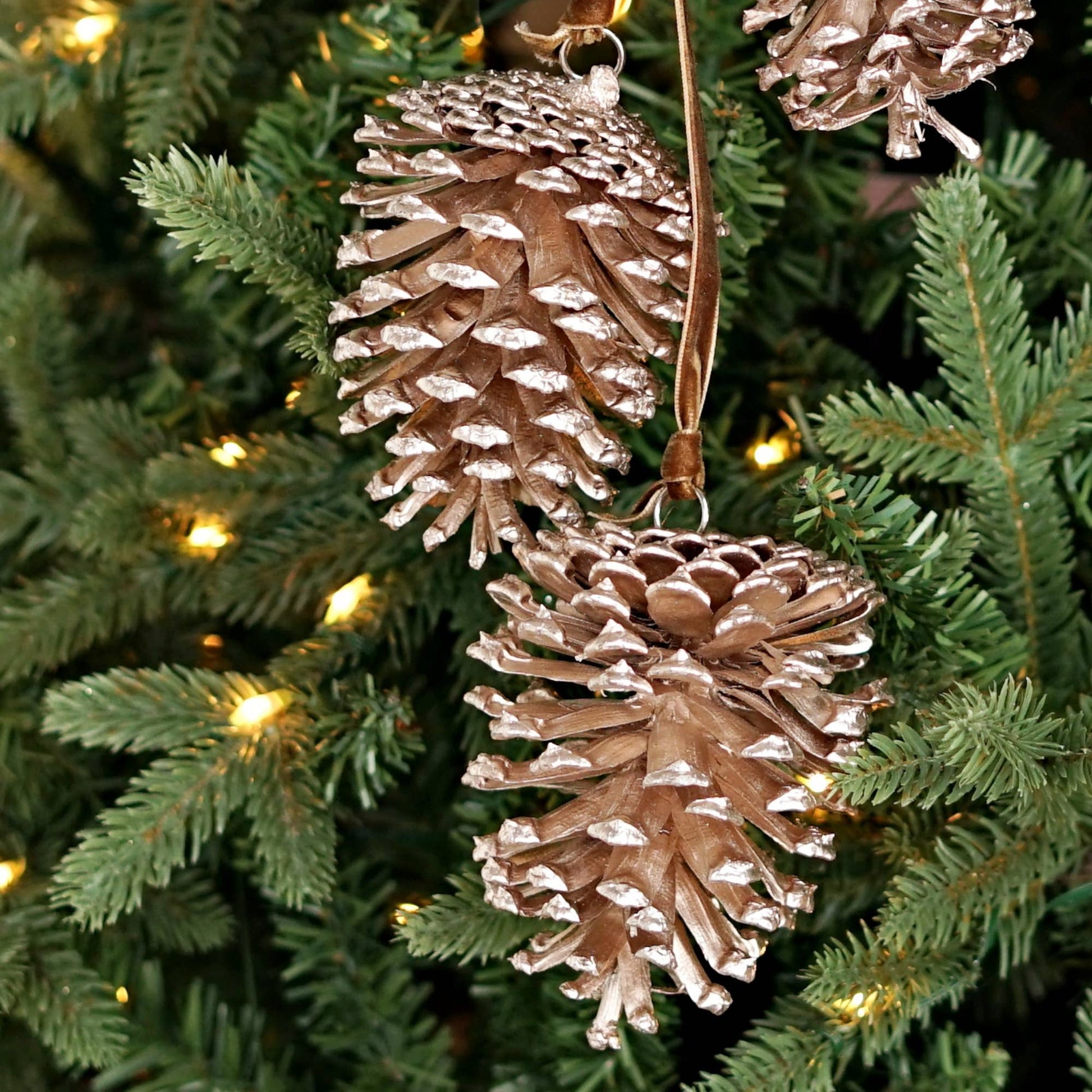 Champagne Glitter Pinecone Trio Cluster - Purpose + Passion Boutique