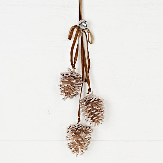 Champagne Glitter Pinecone Trio Cluster - Purpose + Passion Boutique
