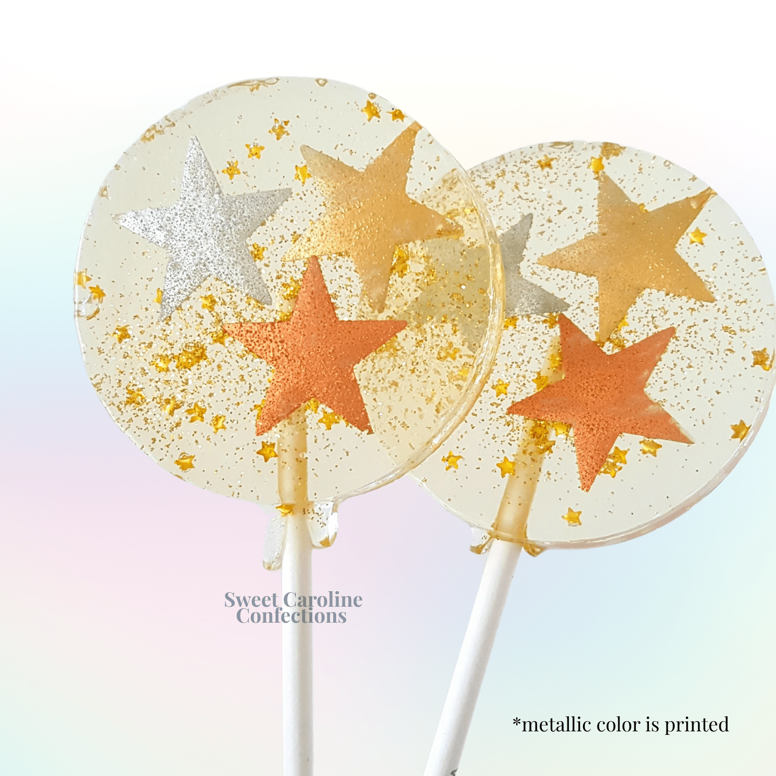 Champagne Metallic Stars Lollipops (VEGAN) - Purpose + Passion Boutique