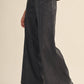 Charcoal Grey Suede Ruffle Trim Wide Leg Pants - Purpose + Passion Boutique